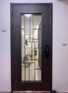 DG73外玄關窗花強化玻璃門內外門扇設計-住家大門電子鎖